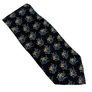 Nina Ricci Monsieur Navy Blue Floral Silk Tie Paris Seoul Mens Necktie Wide